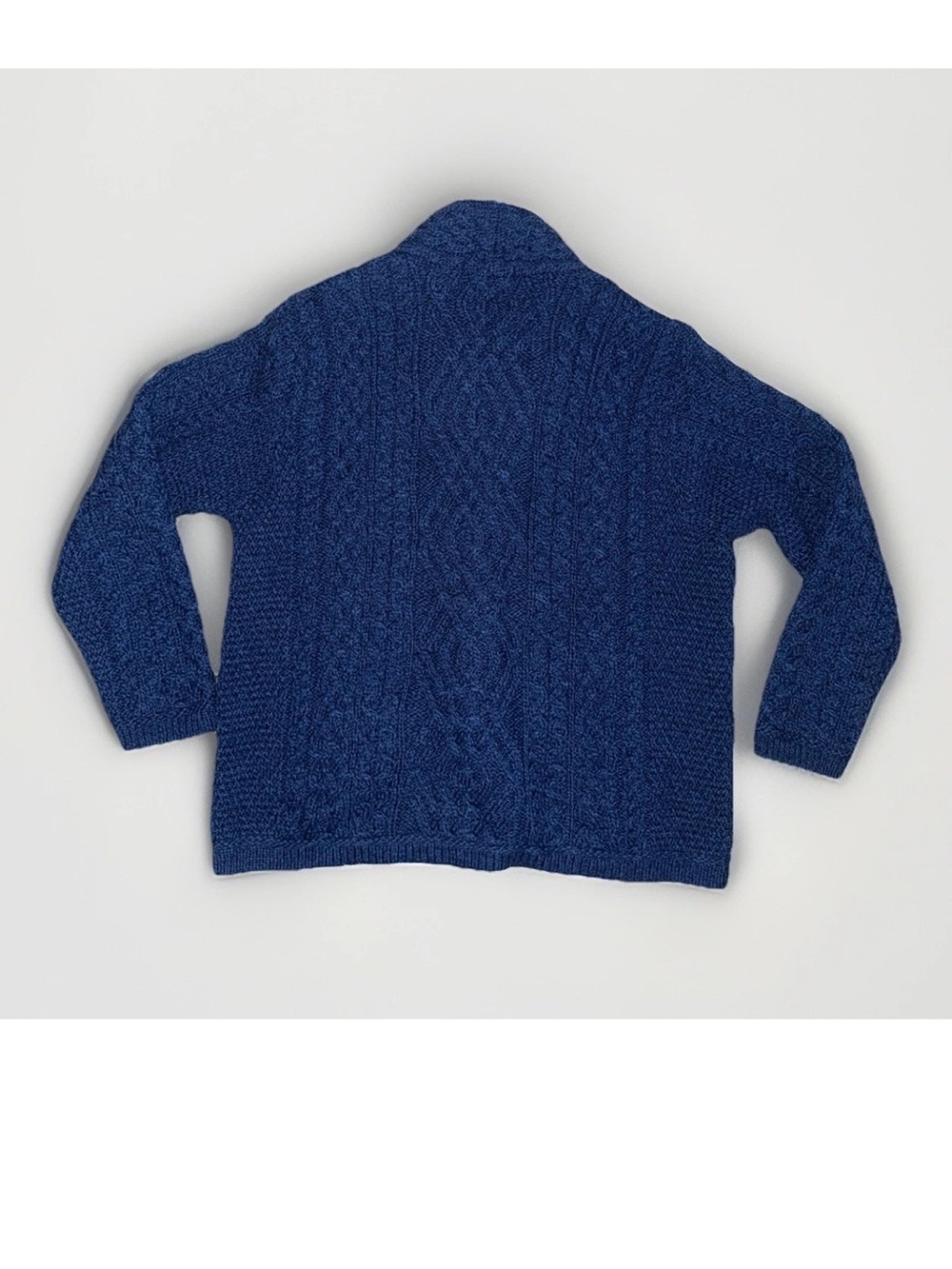 Aran Crafts Ireland 100% Merino Wool Size XL Cable Knit Cardigan Sweater Blue - Picture 5 of 10